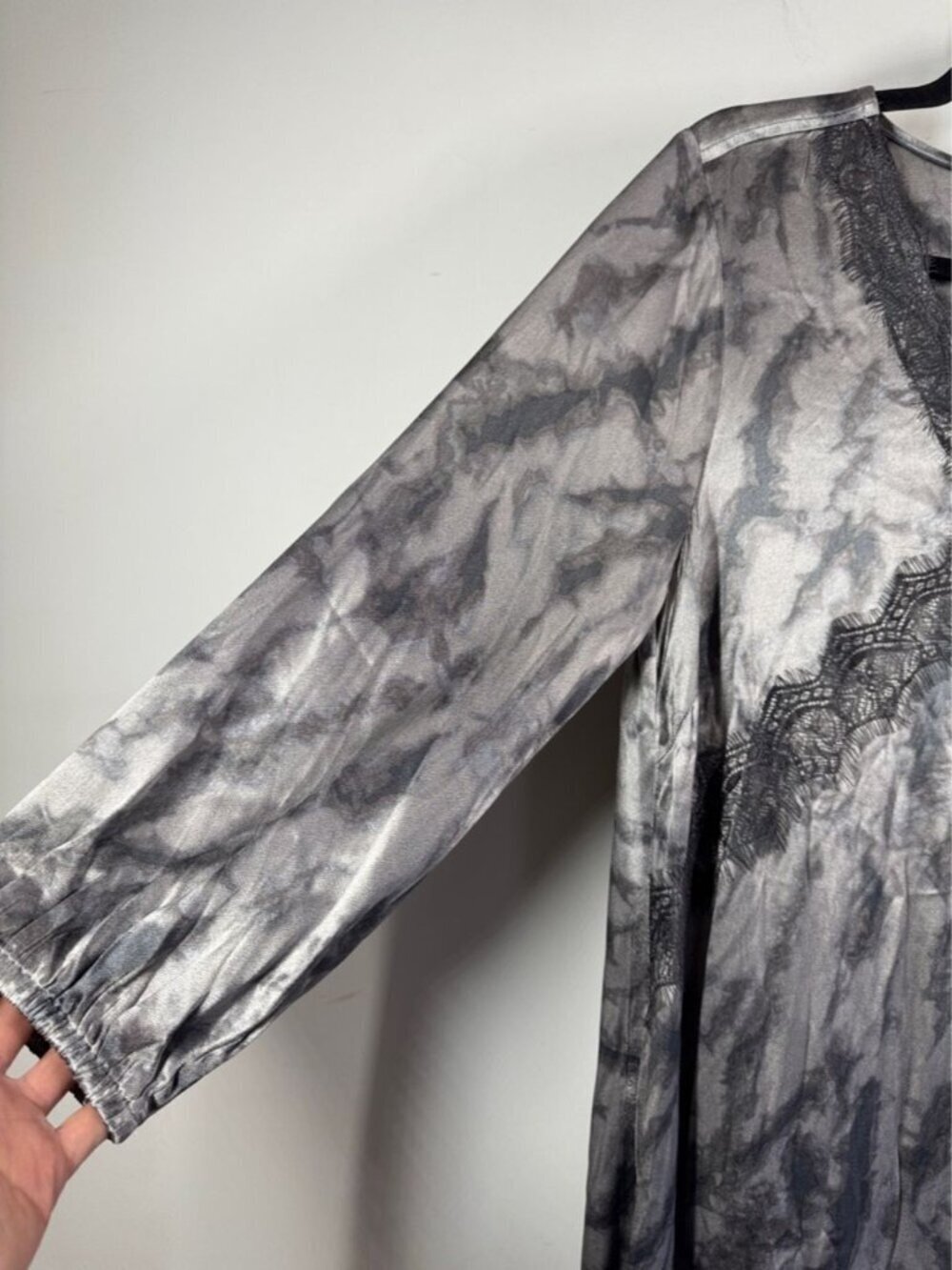Culture Tie Dye Lace Dress Grey Black Medium Boho Chic Flowy Romantic Elegant - Picture 6 of 13